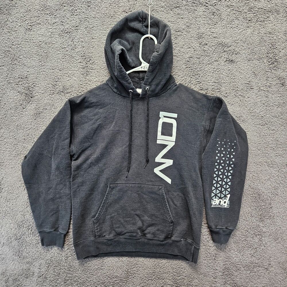 Vintage‎ And1 Hoodie Pullover Mens Size Small Black Sweatshirt